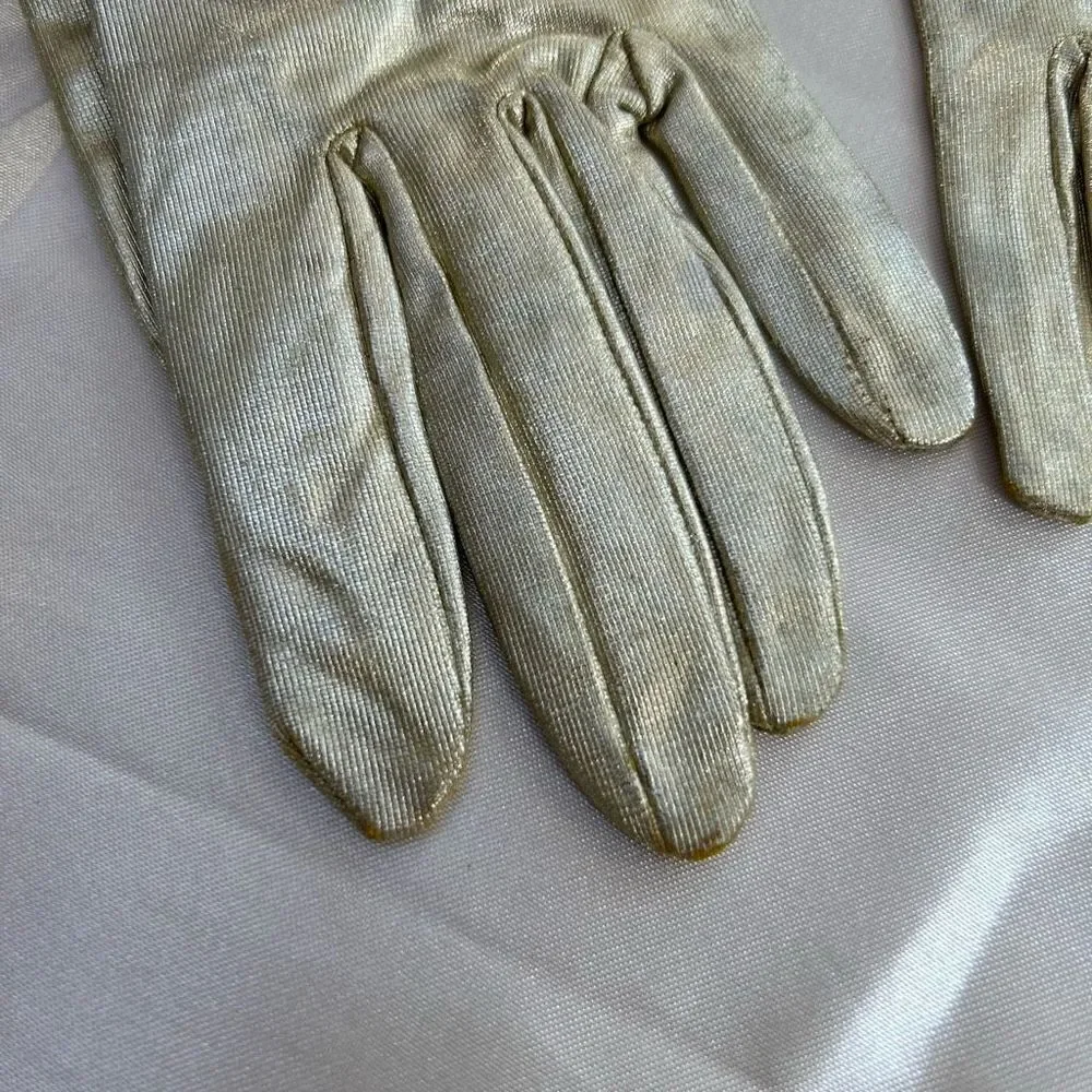 Vintage gold evening gloves XS